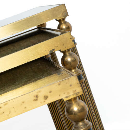 A Nest of Verre Églomisé Glass Tables Attributed to Maison Jansen