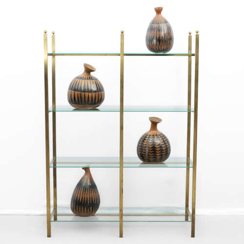 Large French Brass and Glass Shelving
