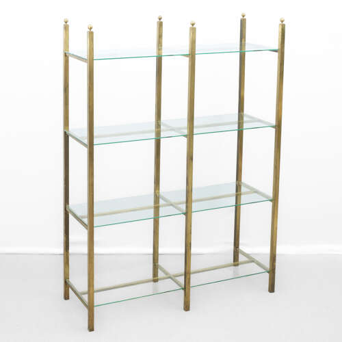 Large French Brass and Glass Shelving