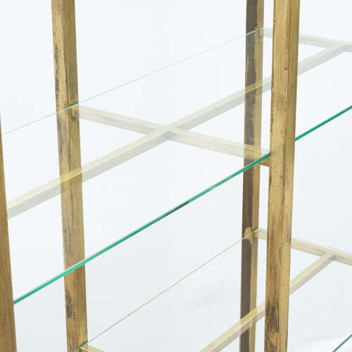 Large French Brass and Glass Shelving