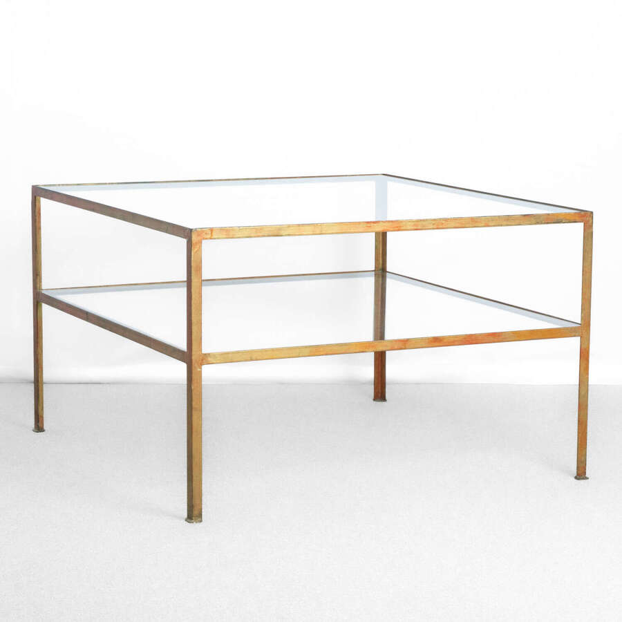 Large Scale Spanish Gilt Metal and Glass Table