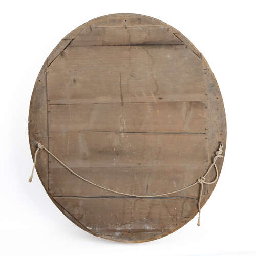 Large 19th Century Giltwood Oval Mirror with Original Foxed Plate