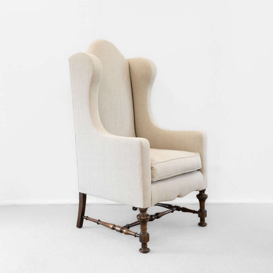 19th Century William and Mary Style Wingback Armchair