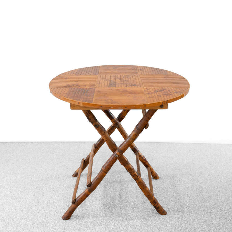 1970's French Bamboo Foldable Side Table