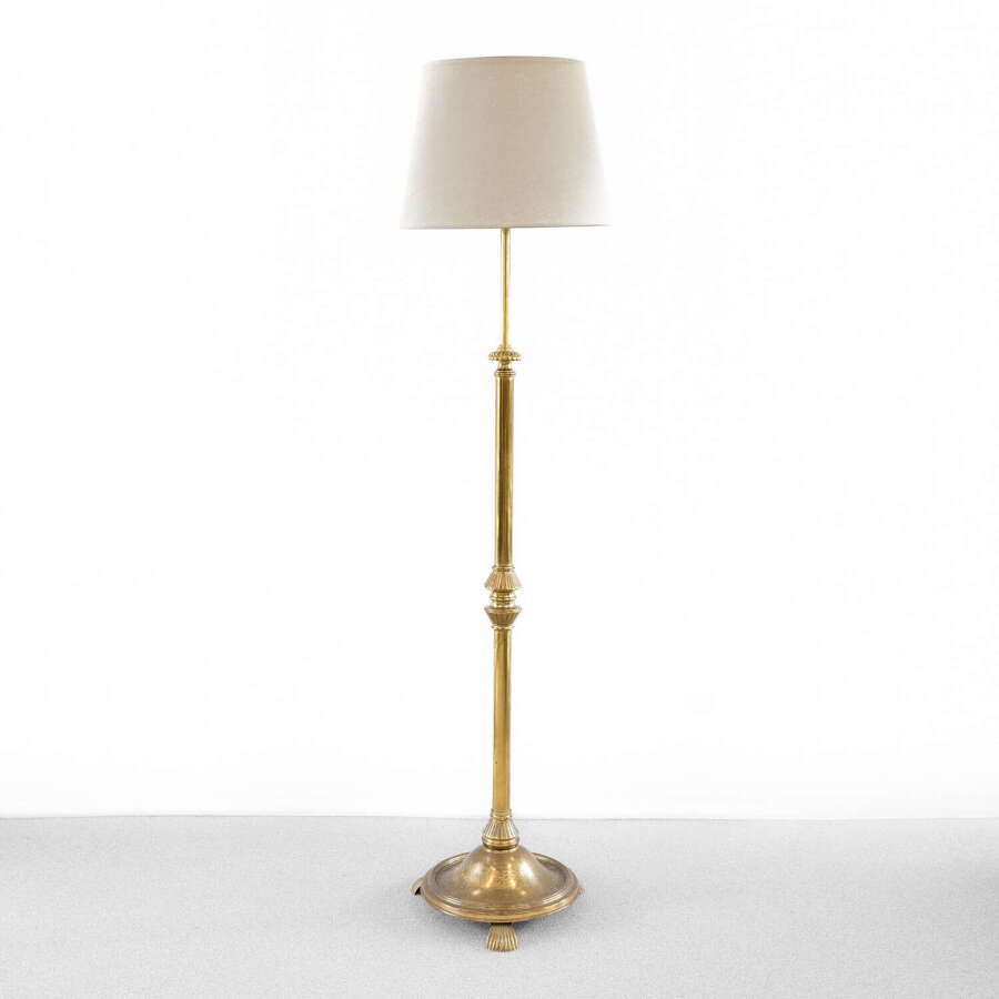 19th Century Large English Brass Floor Lamp