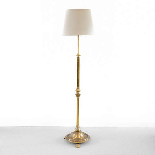 19th Century Large English Brass Floor Lamp
