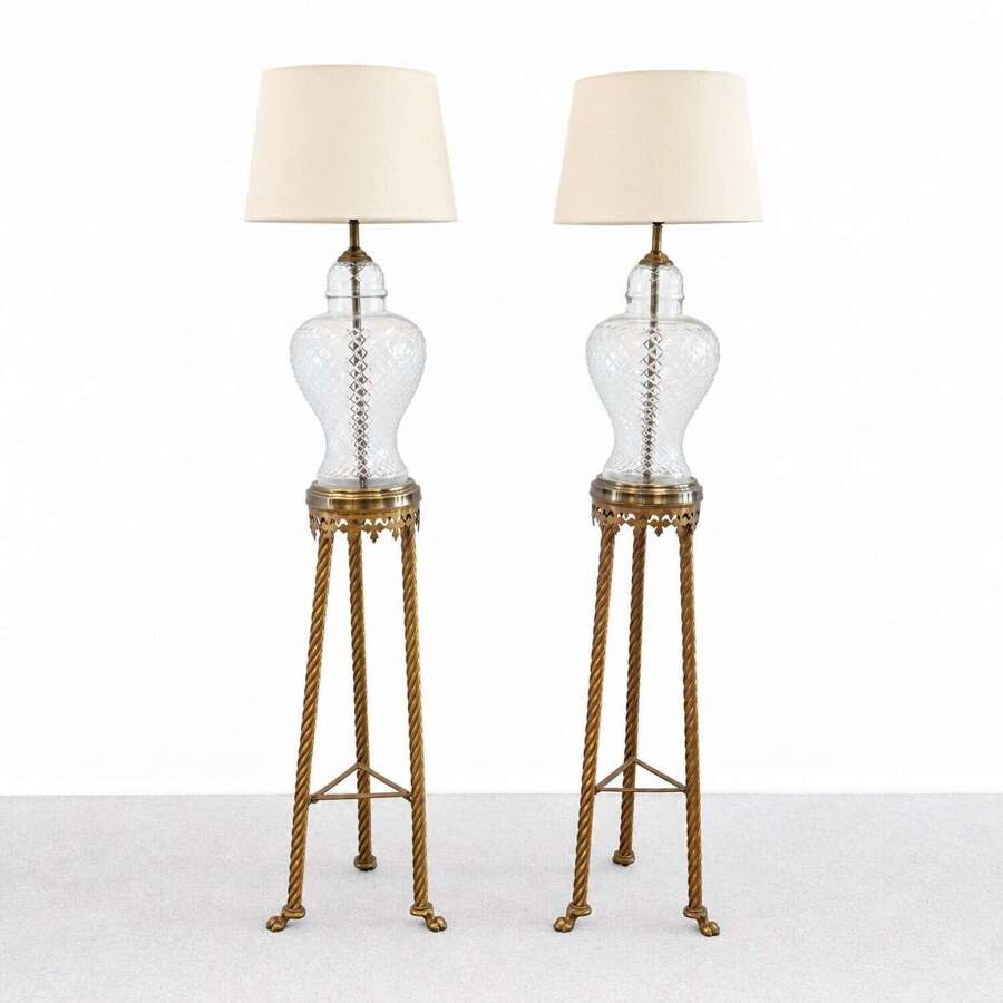 Pair of Ecclesiastical Gothic Brass Stands