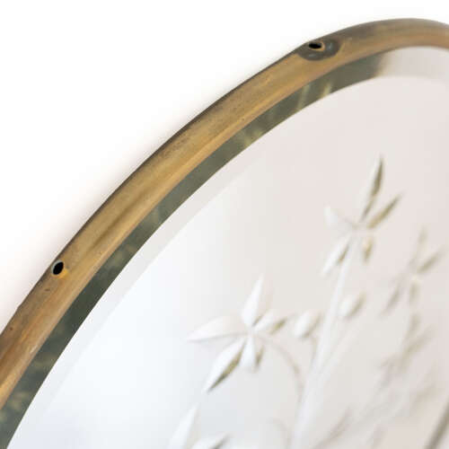 English Etched Oval Wall Mirror