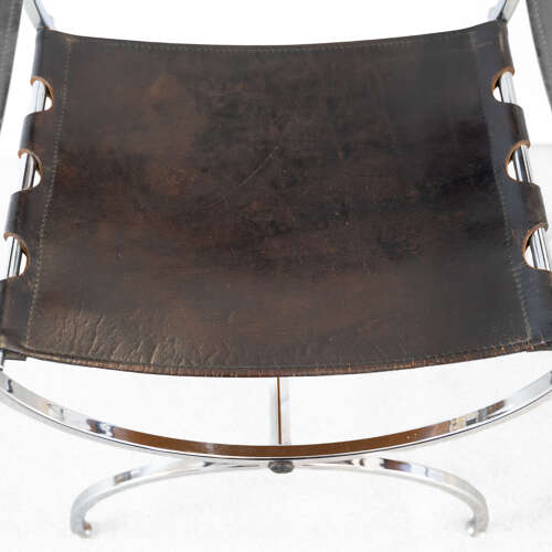 Pair of Maison Jansen Leather and Chrome Chairs