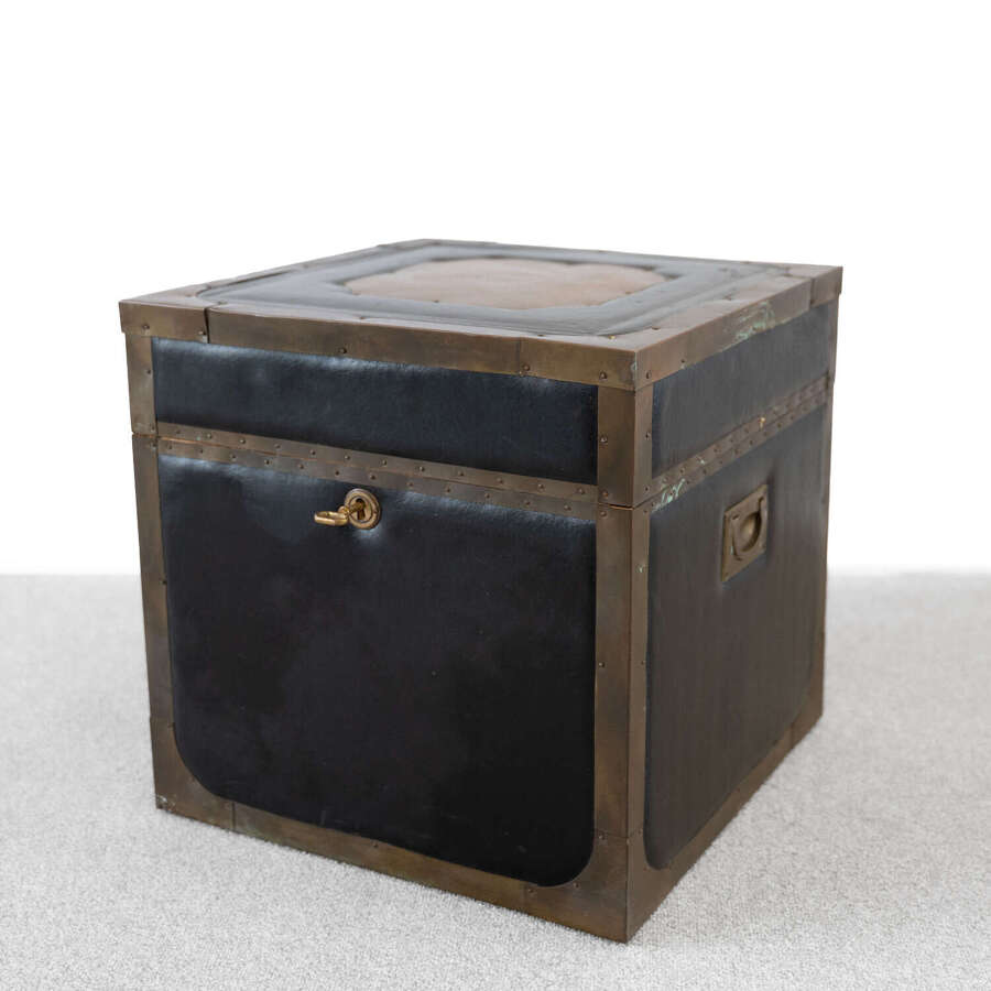 19th Century Leather Campaign Trunk