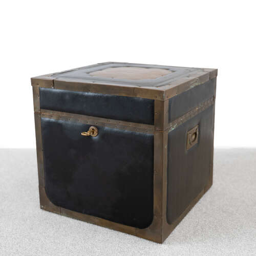 19th Century Leather Campaign Trunk