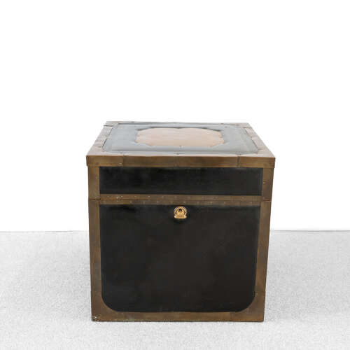 19th Century Leather Campaign Trunk