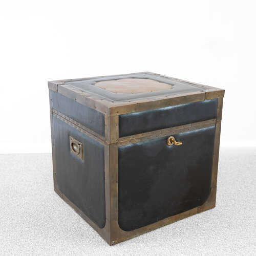 19th Century Leather Campaign Trunk