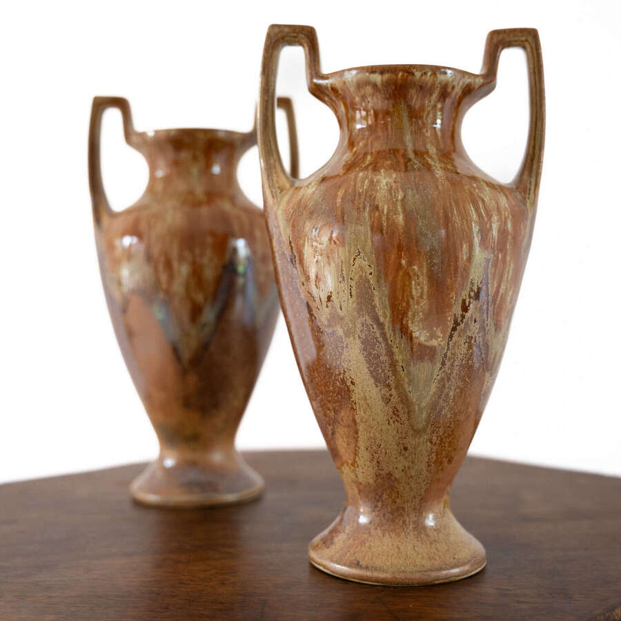 Pair of French Studio Pottery Amphoras