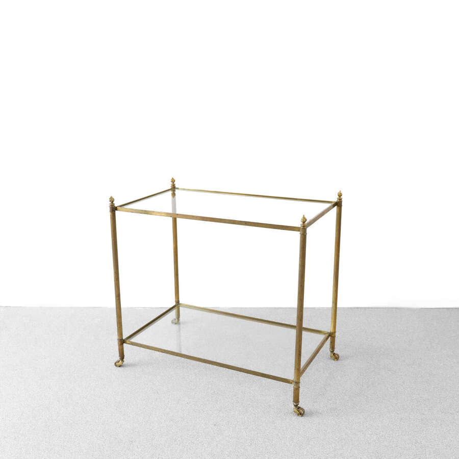 Large Scale Maison Jansen Brass and Glass End Table