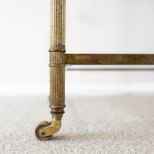 Large Scale Maison Jansen Brass and Glass End Table