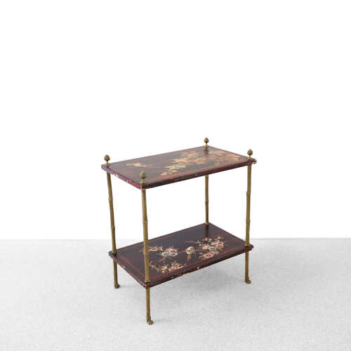 Lacquer Decoration Two Tier Side Table by Maison Baguès