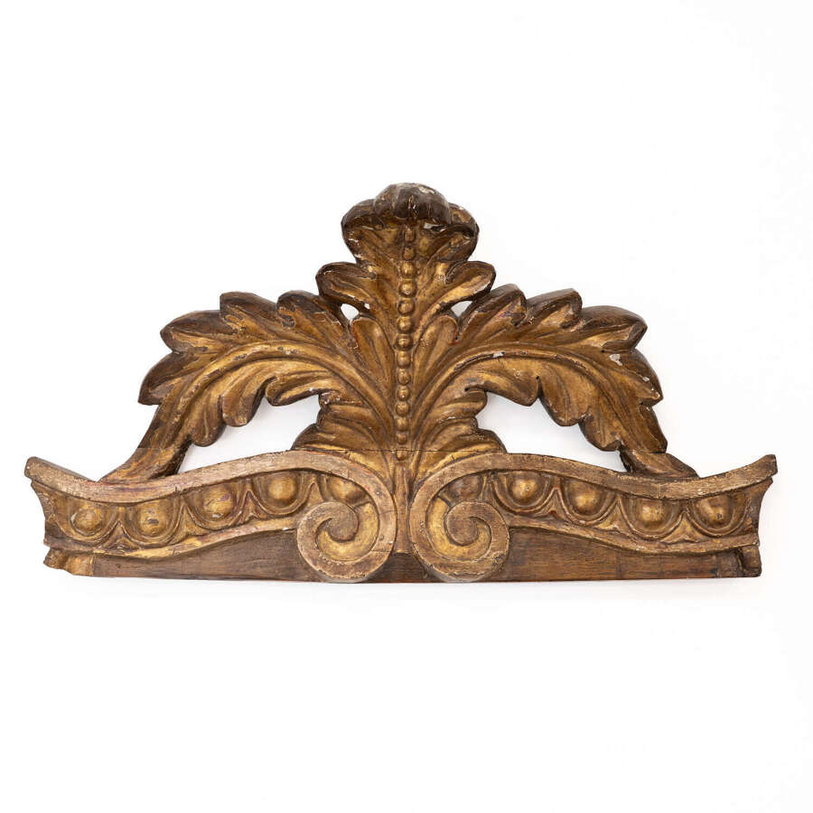 Large 19th Century Gilded Carved Wood Pediment