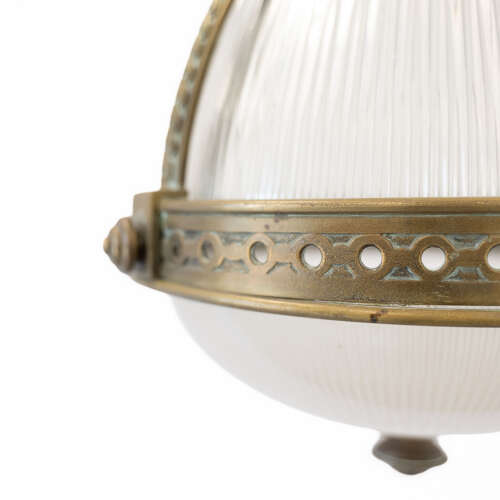 Large 1920's, Two-Part Brass Holophane Pendant Light