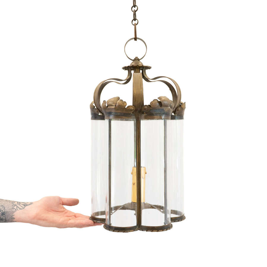Edwardian Copper and Curved Glass Lantern