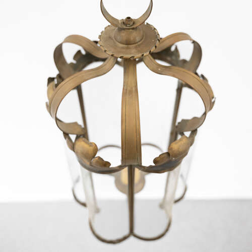 Edwardian Copper and Curved Glass Lantern