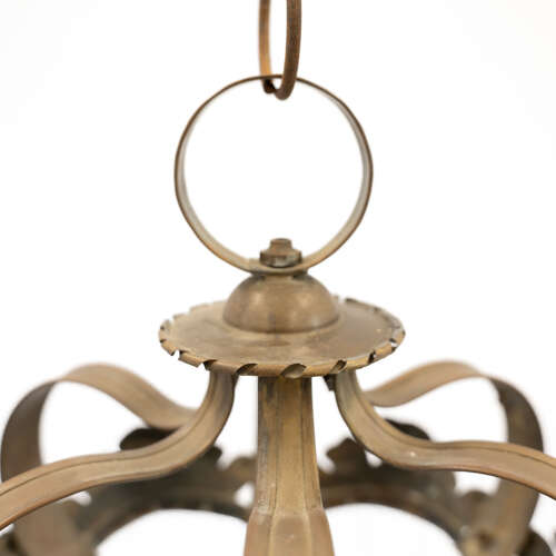 Edwardian Copper and Curved Glass Lantern