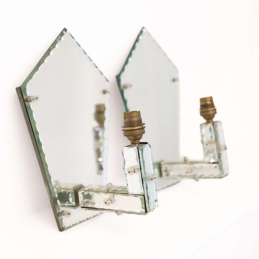 Pair of Art Deco Mirrored Wall Lights