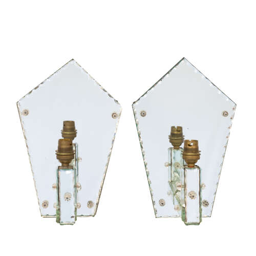 Pair of Art Deco Mirrored Wall Lights
