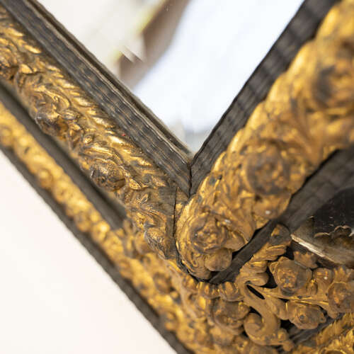 Large 19th Century Repousse Brass Cushion Mirror