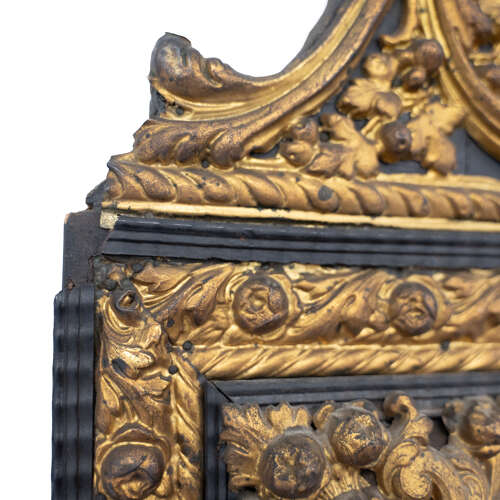 Large 19th Century Repousse Brass Cushion Mirror