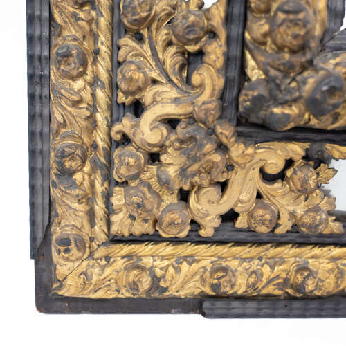 Large 19th Century Repousse Brass Cushion Mirror