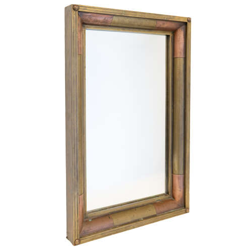 Mid Century Brass and Copper Mirror