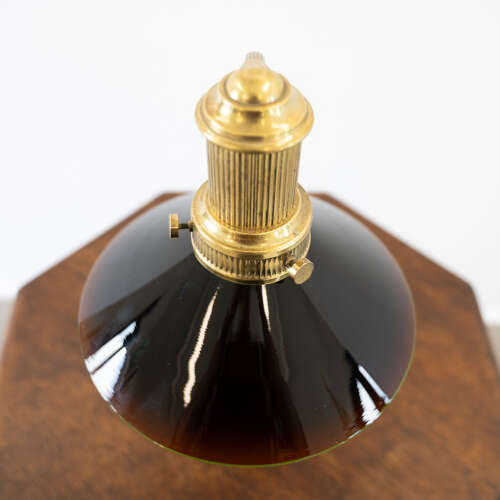 1920's French Brass and Amber Glass Table Lamp