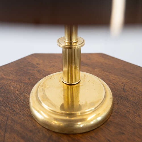 1920's French Brass and Amber Glass Table Lamp