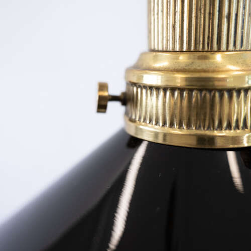1920's French Brass and Amber Glass Table Lamp