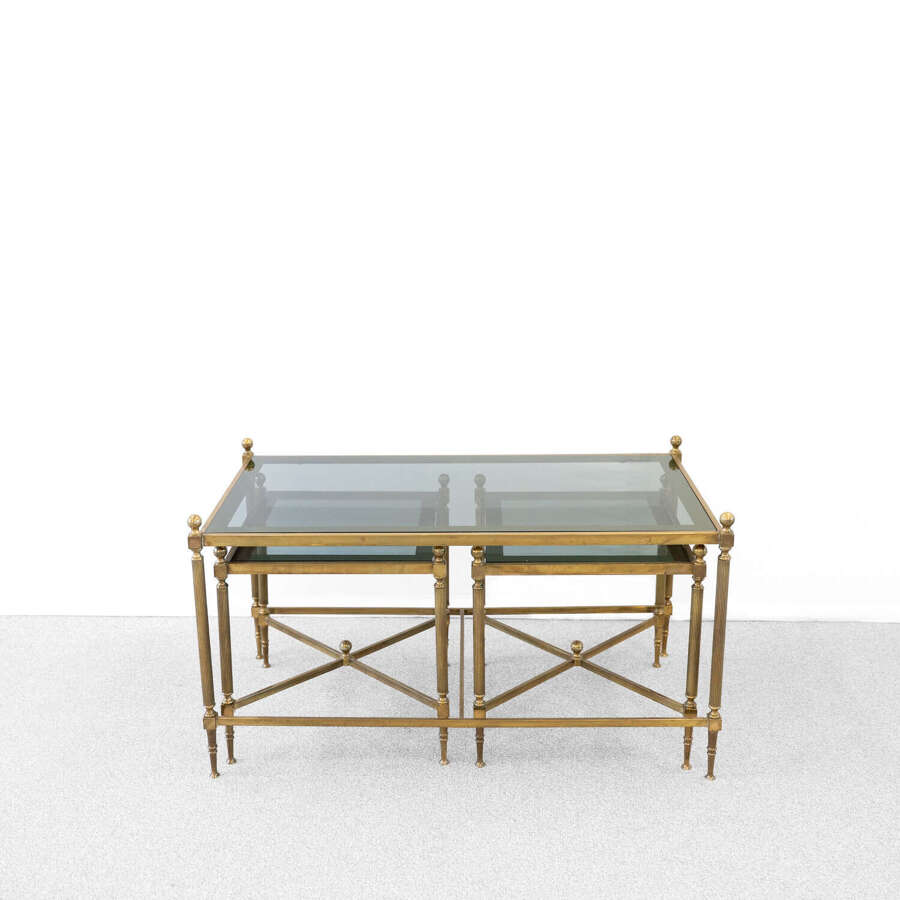 Triptype Nesting Brass and Glass Tables