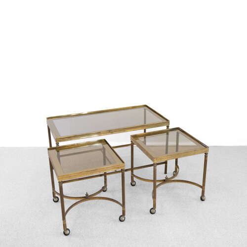 Triptype Nesting Brass and Glass Tables