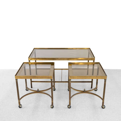 Triptype Nesting Brass and Glass Tables