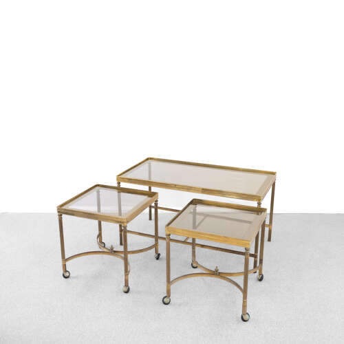 Triptype Nesting Brass and Glass Tables