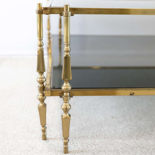 Huge Two Tier Glass and Brass Coffee Table