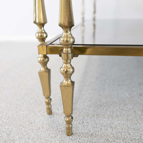Huge Two Tier Glass and Brass Coffee Table