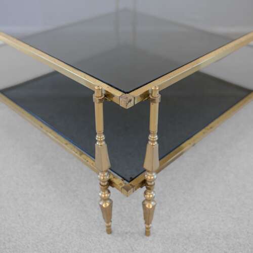 Huge Two Tier Glass and Brass Coffee Table