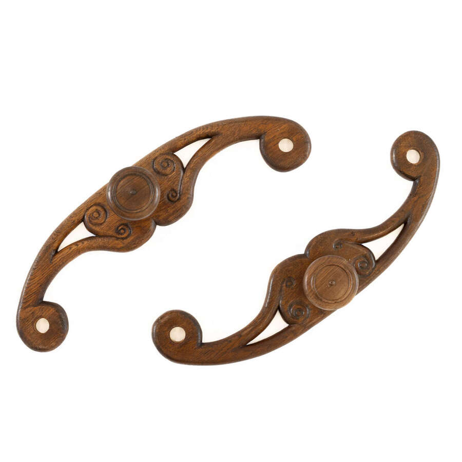 Pair of Large Oak Door Handles / Hooks