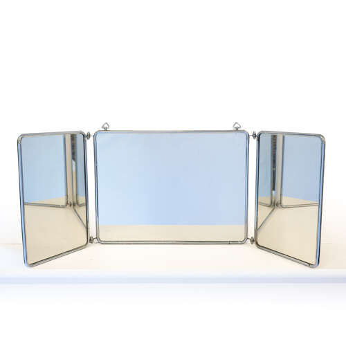 Art Deco Chrome Framed Triptych Vanity Mirror