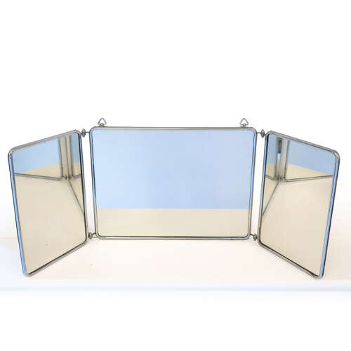 Art Deco Chrome Framed Triptych Vanity Mirror