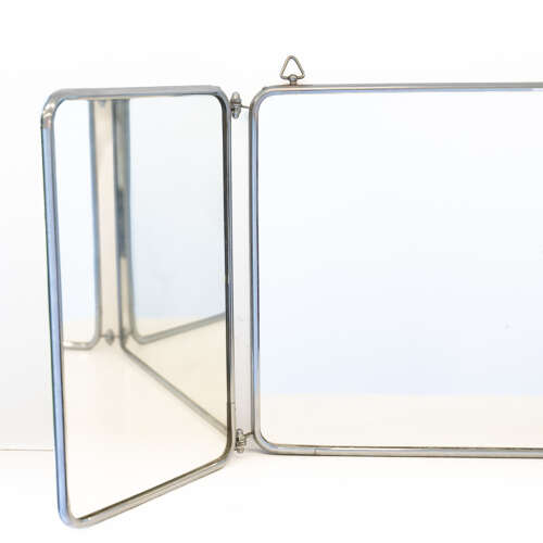 Art Deco Chrome Framed Triptych Vanity Mirror