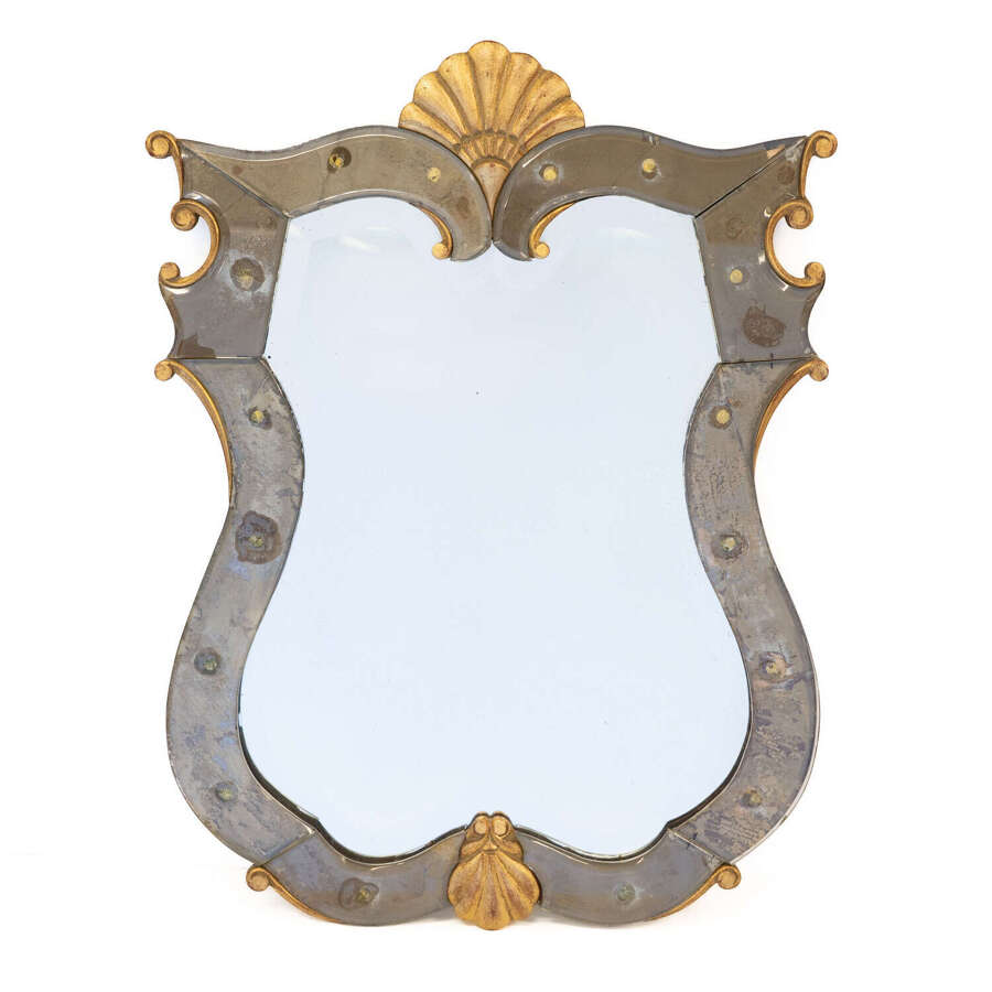 French Serpentine Shaped Glass Frame Mirror
